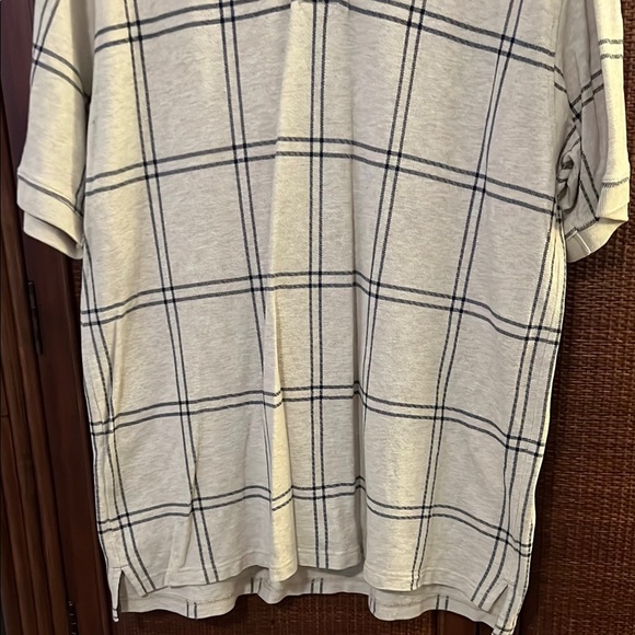 Izod Cream and Navy Polo Shirt Classic Plaid Design - Picture 3 of 5